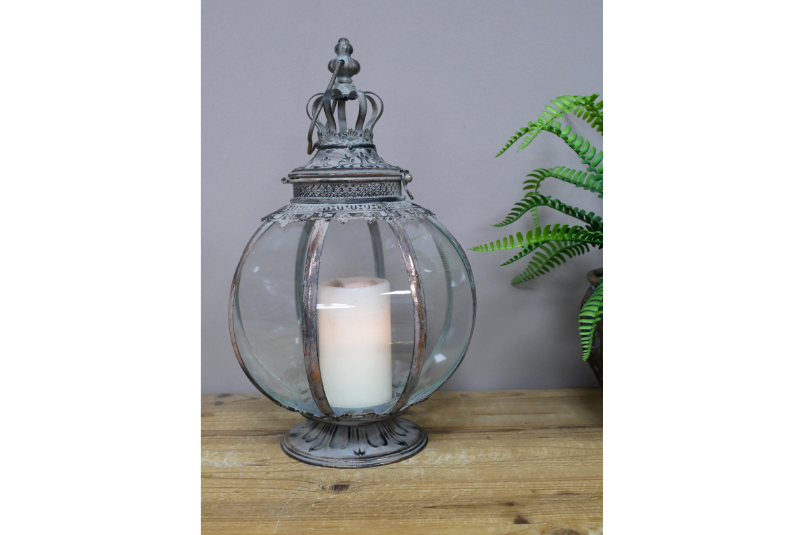Vintage Gold Crown Lantern – 38cm