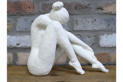 Cream lady statue with pointed toes pose stylish home decor
