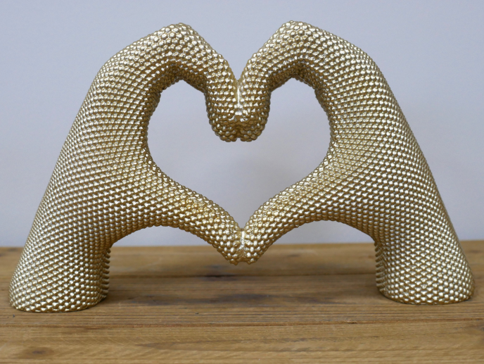 Gold Love Heart Hands Ornament