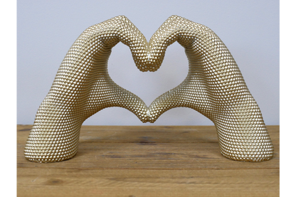 Gold Love Heart Hands Ornament