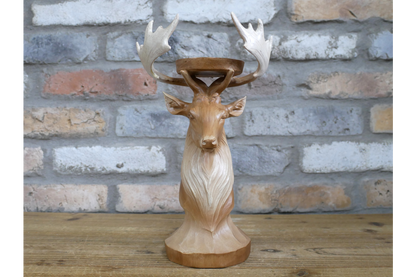 Wood Effect Stag Candle Holder