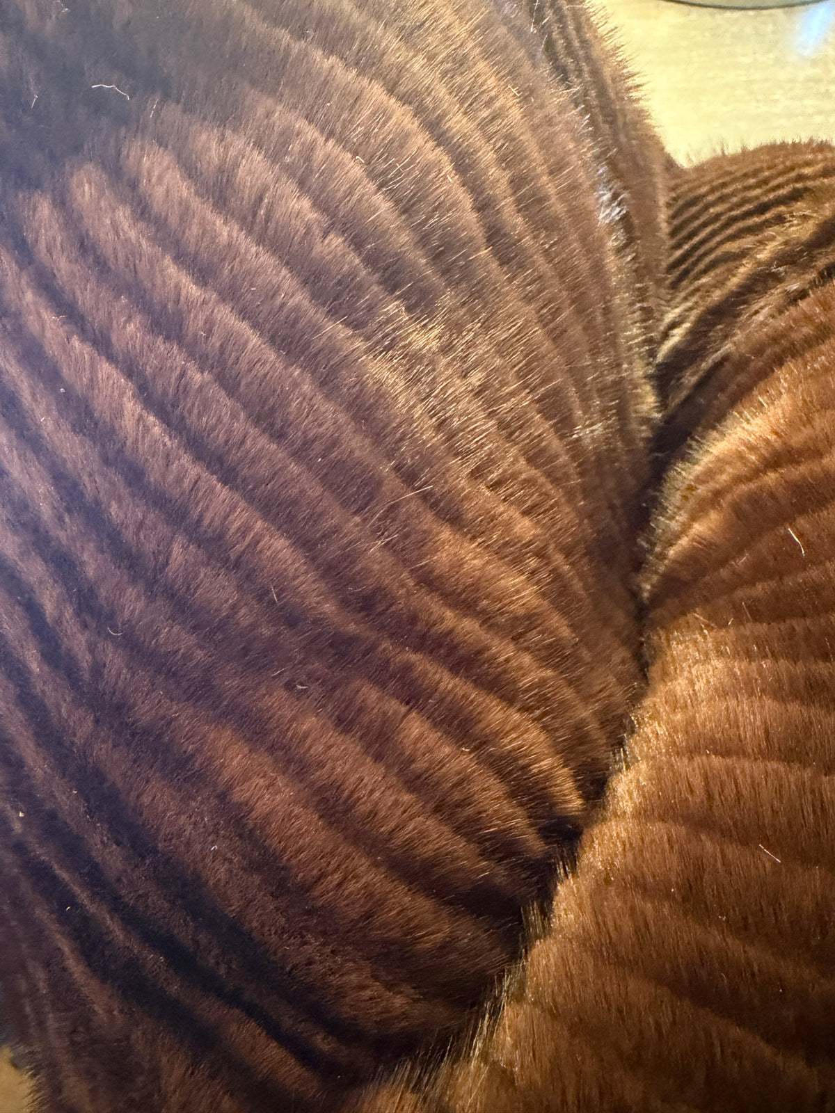 Chocolate faux fur cushions feather filled 50 x 50cm