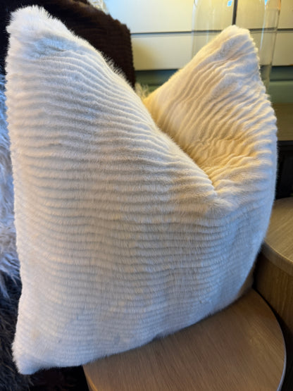 Cream /beige /taupe faux fur cushions feather filled 50 x 50cm