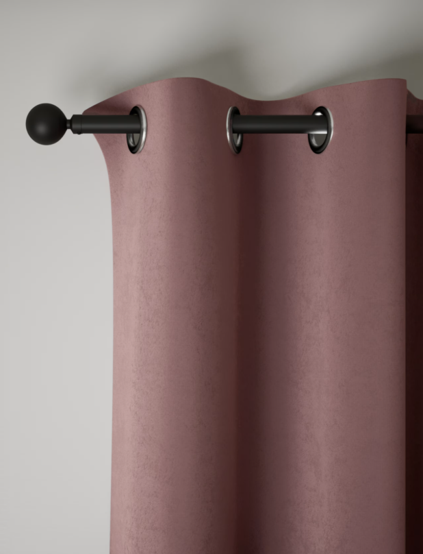 M & S Mauve Velvet Thermal Eyelet Curtains 46 x 54 inch