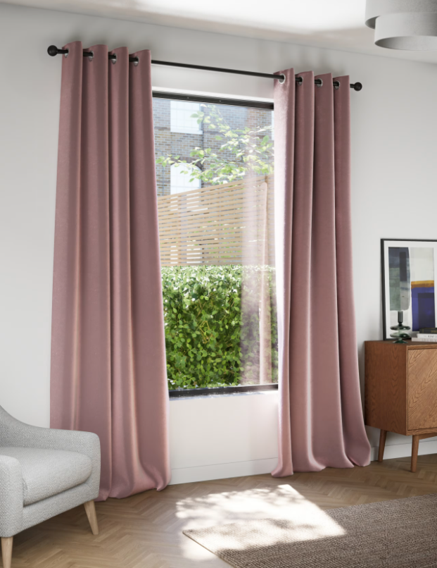M & S Mauve Velvet Thermal Eyelet Curtains 46 x 54 inch