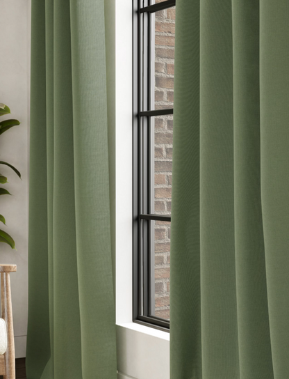 M & S Olive Green Thermal Blackout Brushed Eyelet 46 x 90 inch