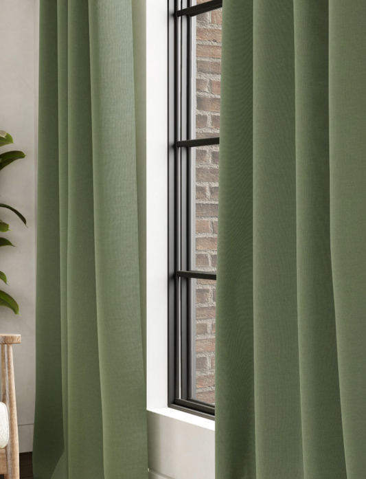 M & S Olive Green Thermal Blackout Brushed Eyelet 46 x 90 inch