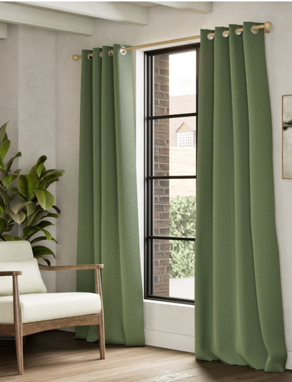 M & S Olive Green Thermal Blackout Brushed Eyelet 46 x 90 inch