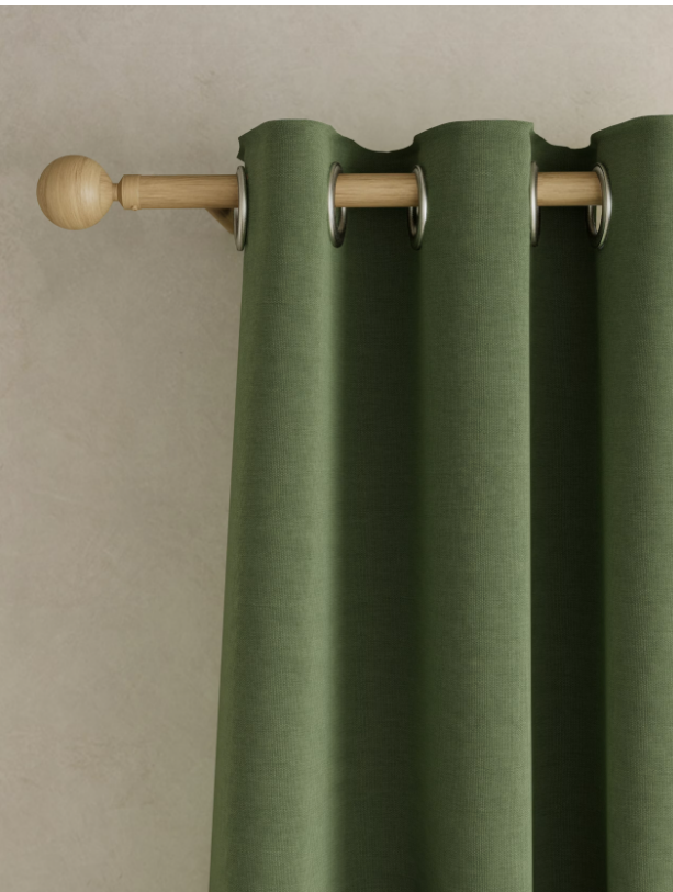 M & S Olive Green Thermal Blackout Brushed Eyelet 46 x 90 inch