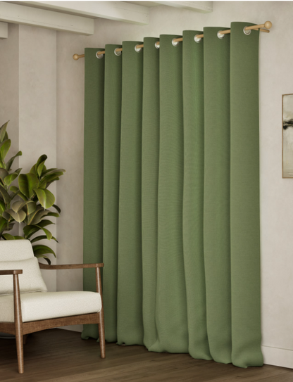 M & S Olive Green Thermal Blackout Brushed Eyelet 46 x 90 inch