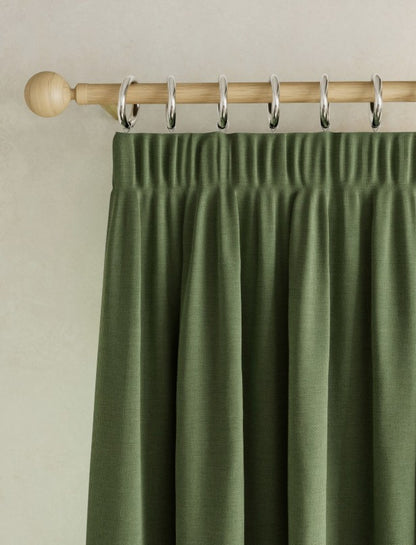 M & S Olive Green Brushed Fabric Pencil Pleat Black Out Curtains 66 x 54 in