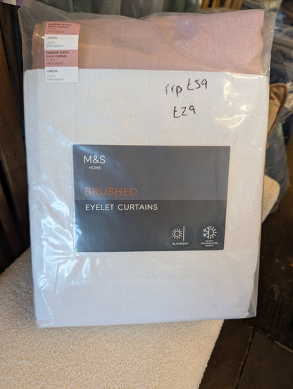 M & S Curtains Blush Pink Eyelet Ring Top Blackout Thermal 46x54inch | 117x137cm