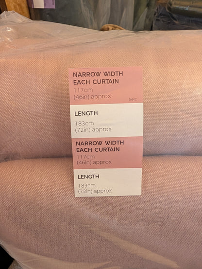 M & S Blush Pink Themal Blackout Brushed Pencil Pleat Curtains 46 x 72 inch