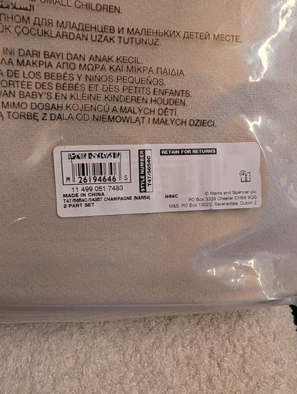 M & S Champagne Velvet Thermal Eyelet Curtains 46 x 54 inch