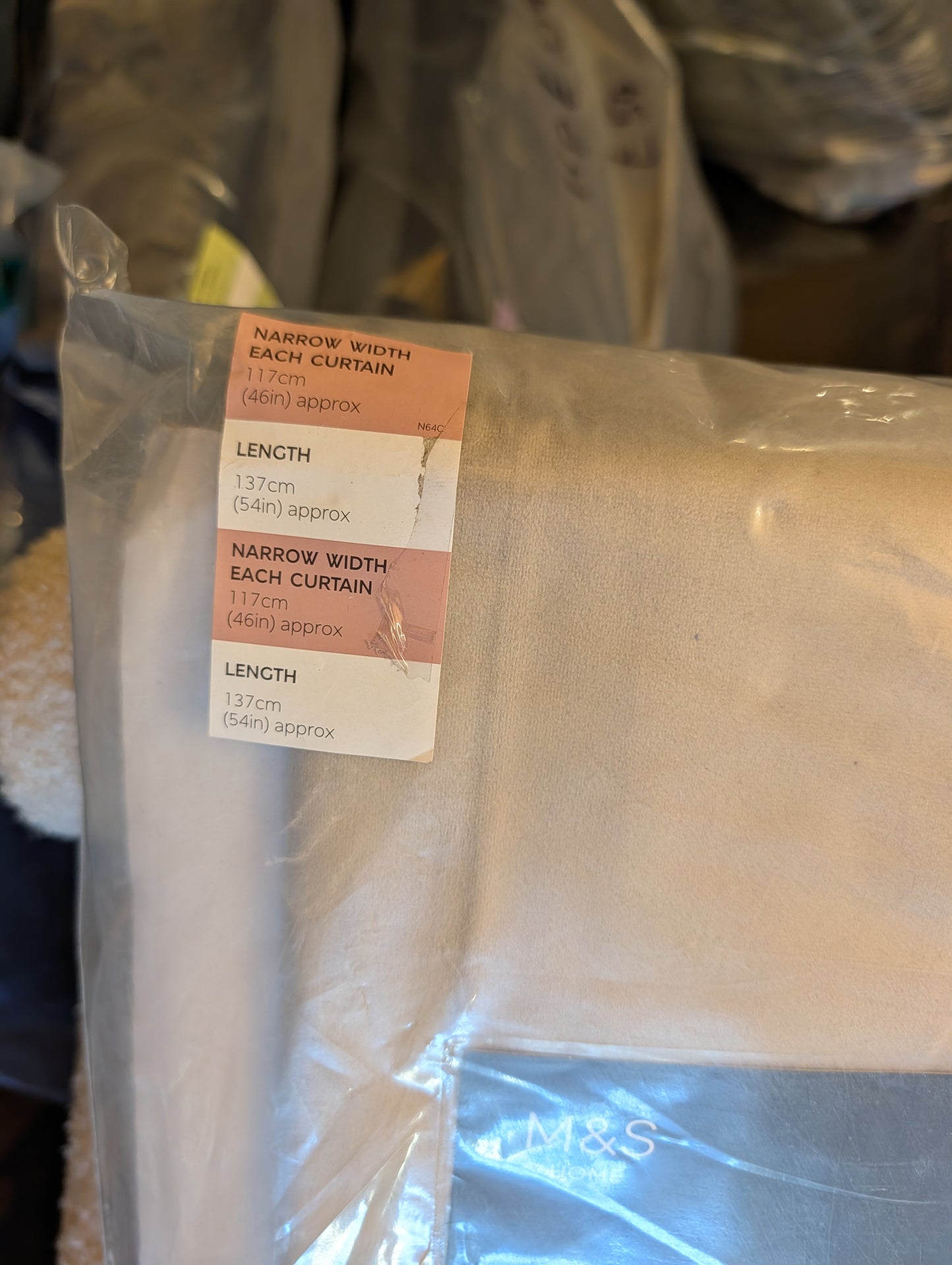 M & S Champagne Velvet Thermal Eyelet Curtains 46 x 54 inch