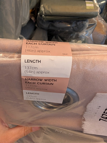 M & S Mauve Velvet Thermal Eyelet Curtains 46 x 54 inch