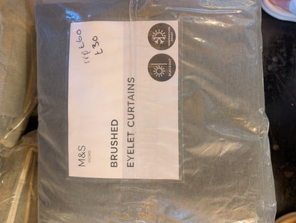 M & S Olive Green Thermal Blackout Brushed Eyelet 46 x 90 inch