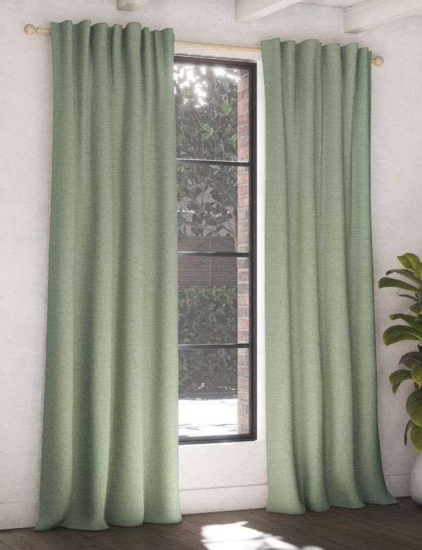 M & S Sage Green Thermal Blackout Brushed Multiway Curtains 86 x 90 in
