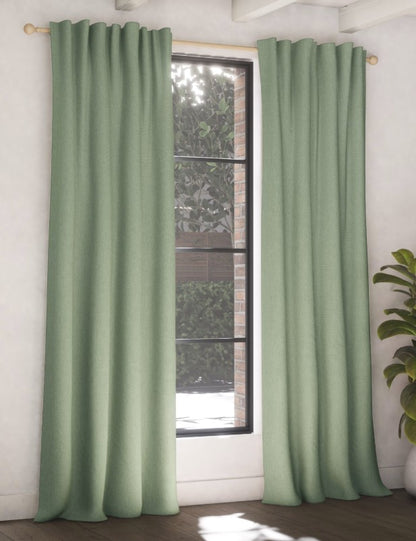 M & S Sage Green Thermal Blackout Brushed Multiway Curtains 86 x 90 in
