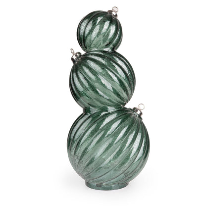 3 Stacking Glass Baubles with LED Lights - Green Hummingbird 1pk