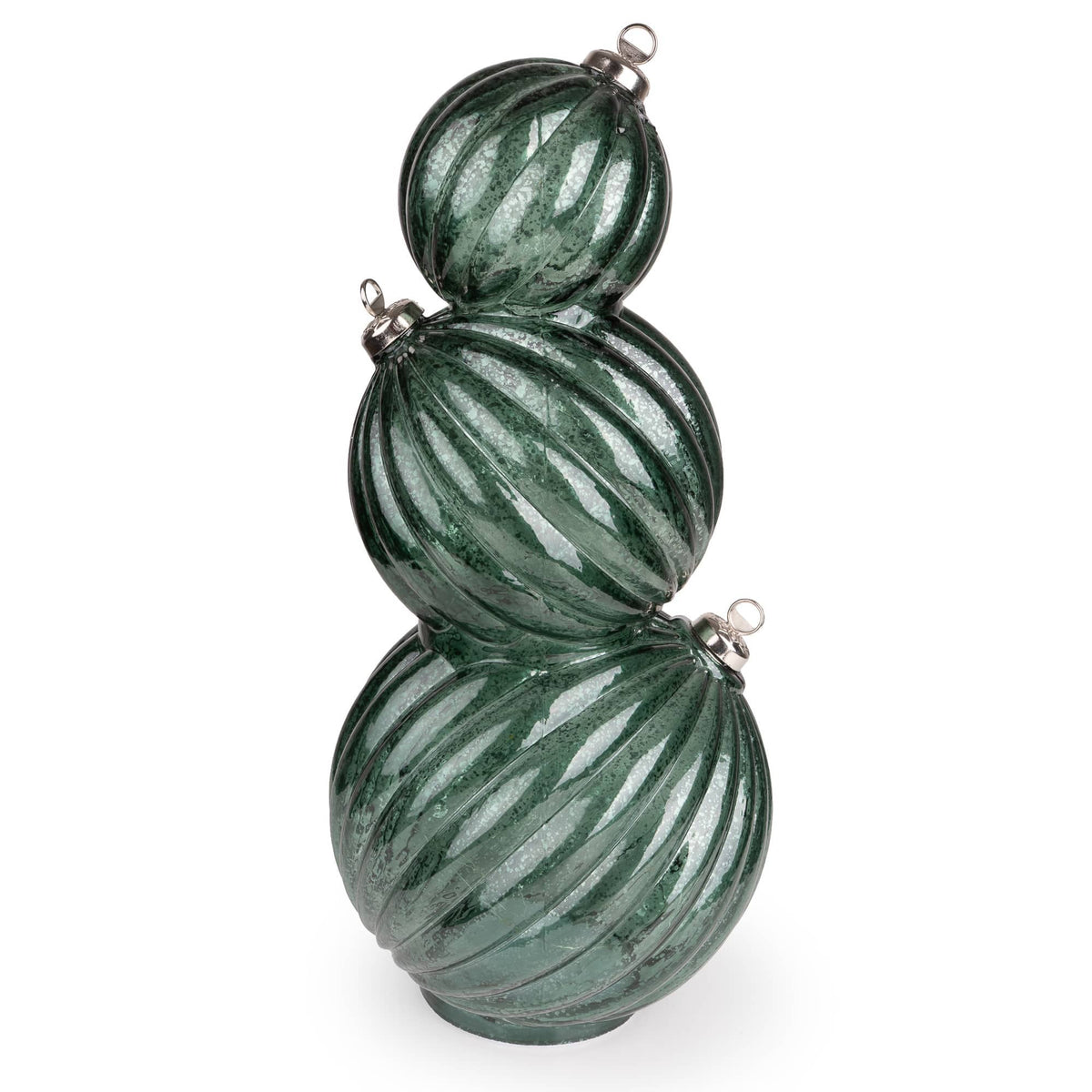 3 Stacking Glass Baubles with LED Lights - Green Hummingbird 1pk
