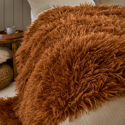 Rowan Faux Fur Throw Ginger: Ginger / 130 x 175cm