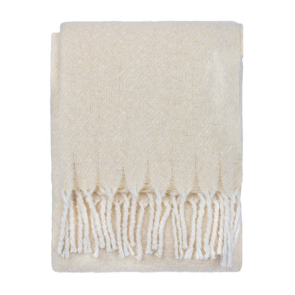 Isla Woven Tasselled Throw Cream: Cream / 130 x 180cm