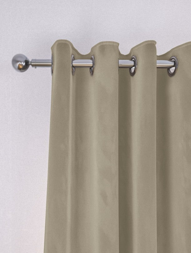 M & S Champagne Velvet Thermal Eyelet Curtains 46 x 54 inch