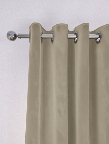 M & S Champagne Velvet Thermal Eyelet Curtains 46 x 54 inch