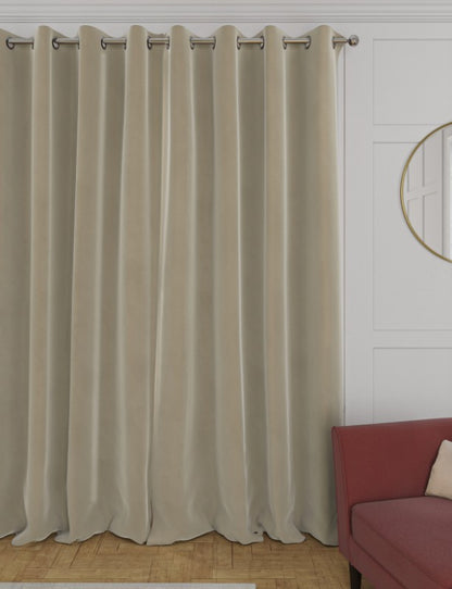 M & S Champagne Velvet Thermal Eyelet Curtains 46 x 54 inch