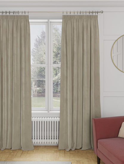 M & S Champagne Velvet Thermal Pencil Pleat 46 x 90 inch