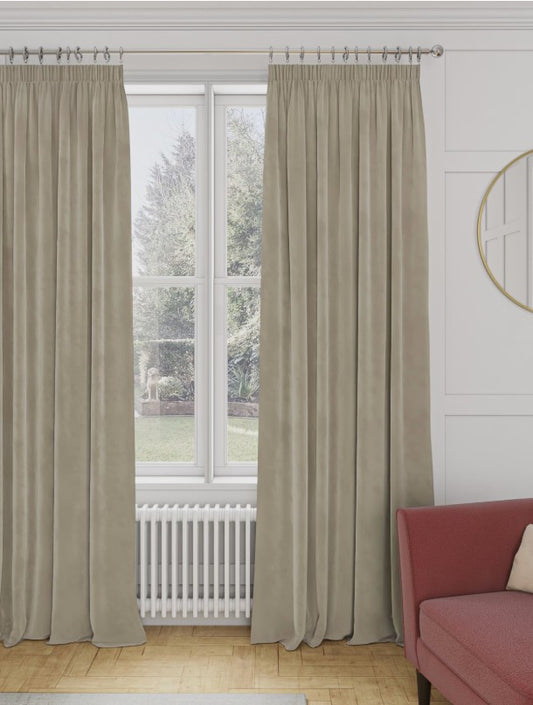 M & S Champagne Velvet Thermal Pencil Pleat 46 x 90 inch