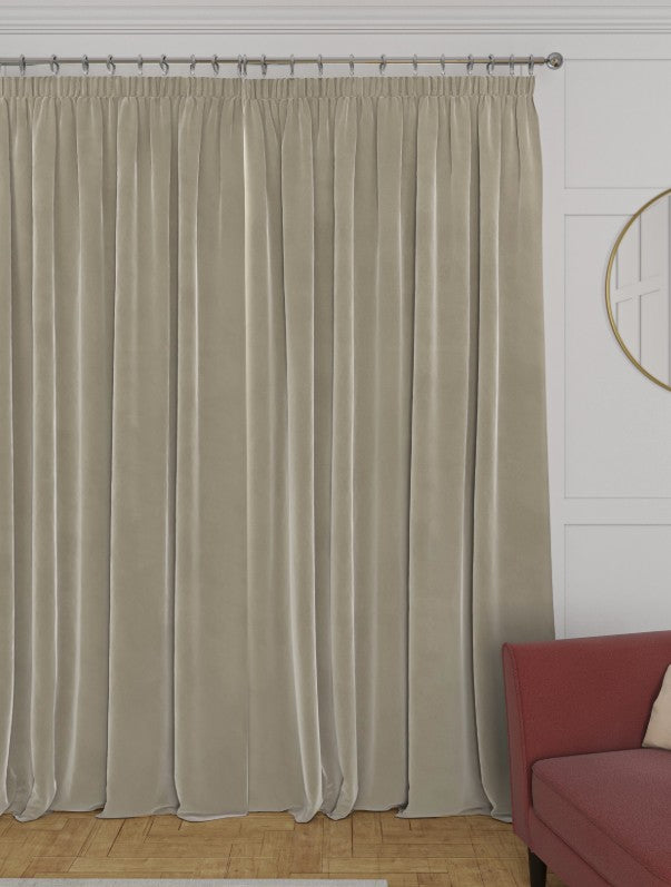 M & S Champagne Velvet Thermal Pencil Pleat 46 x 90 inch