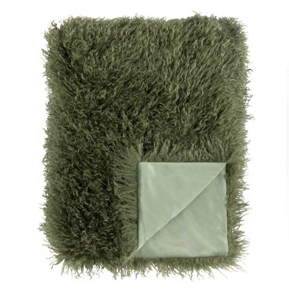 Rowan Faux Fur Throw Khaki: Khaki / 130 x 175cm