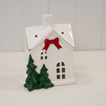 Large Christmas Home With Red Bow