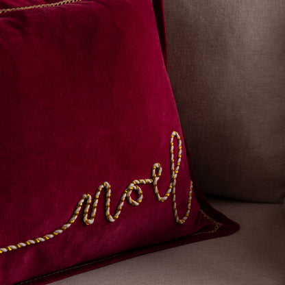 Winter Noel Applique Velvet Cushion Red: Red / Fibre Filled / 40 x 60cm