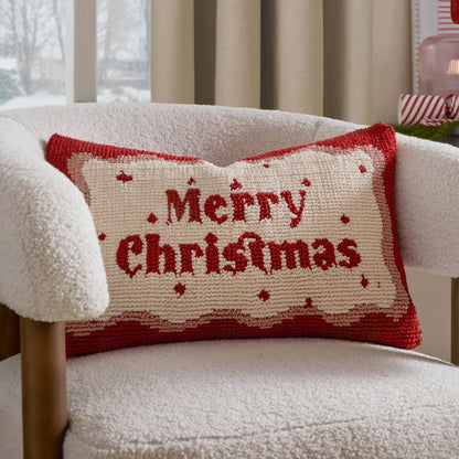 Candy Merry Christmas Tufted Cushion Red/White: Red/White / Fibre Filled / 30 x 50cm