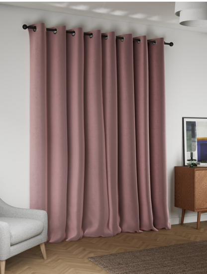 M & S Mauve Velvet Thermal Eyelet Curtains 46 x 54 inch