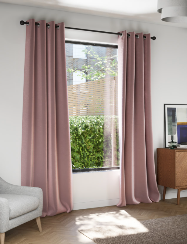 M & S Mauve Velvet Thermal Eyelet Curtains 46 x 54 inch