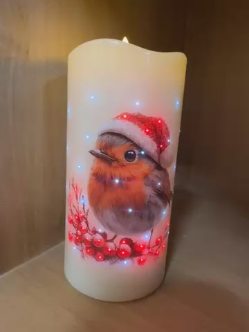 Robin led wax battery candle for Christmas